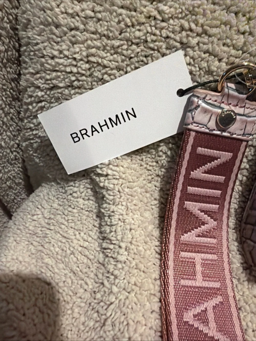 Brahmin Ombre Pink Croc-Embossed Wristlet